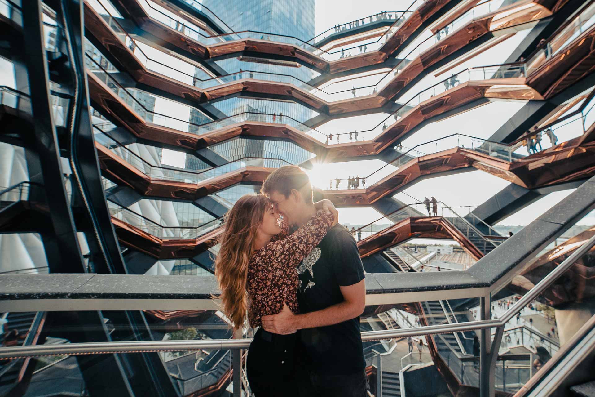 engagement photo shoot at The Vessel, NYC