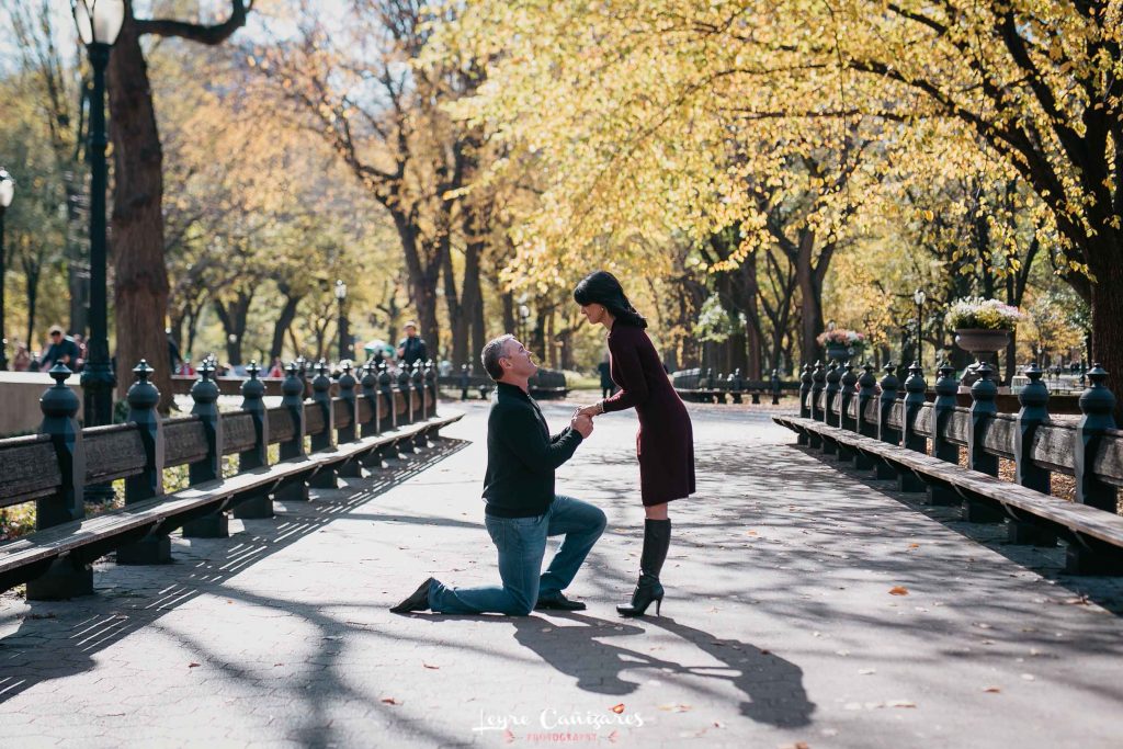 surprise proposal photoshoot in the Mall, central park