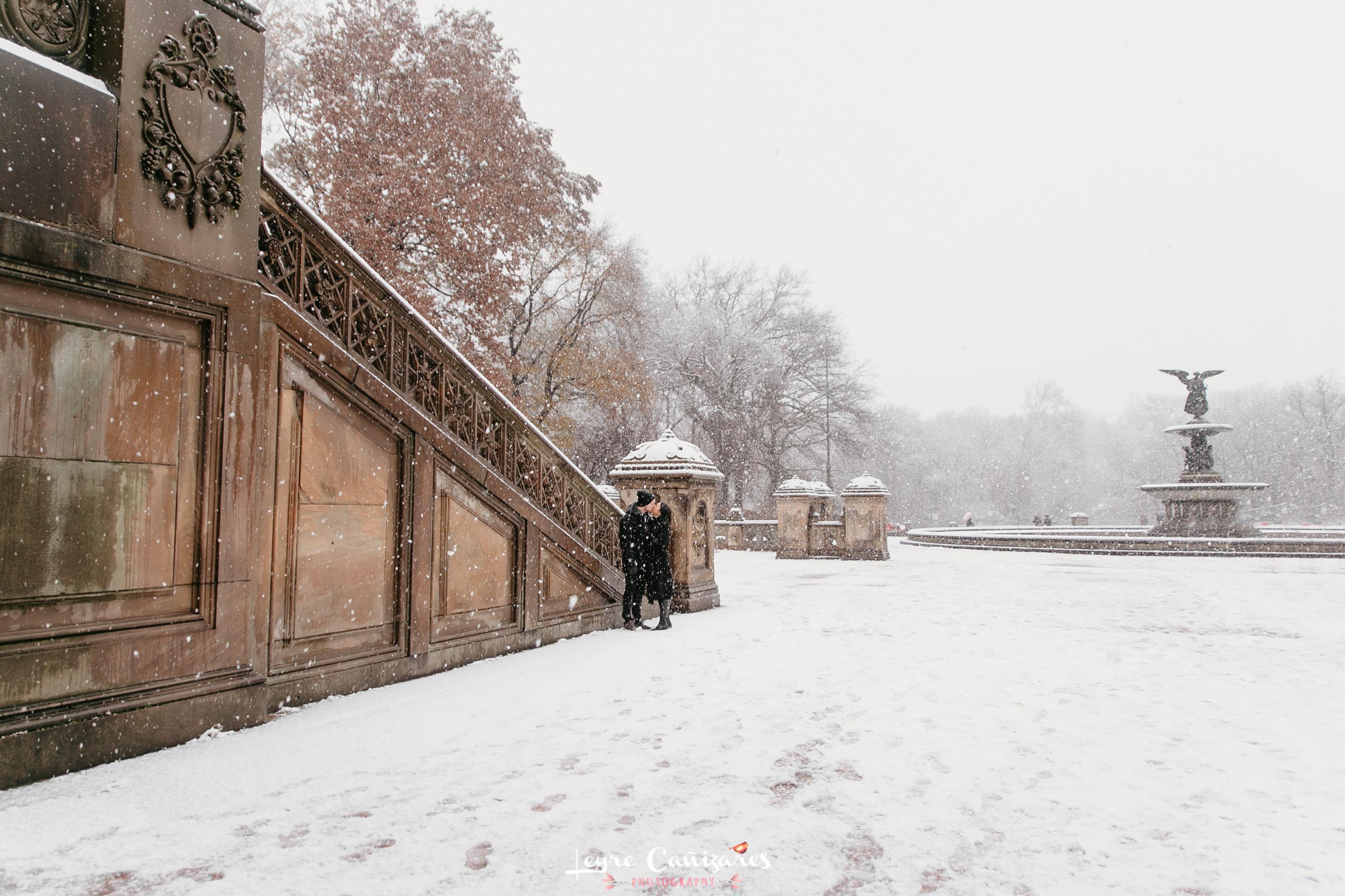 snow couple photoshoot central park