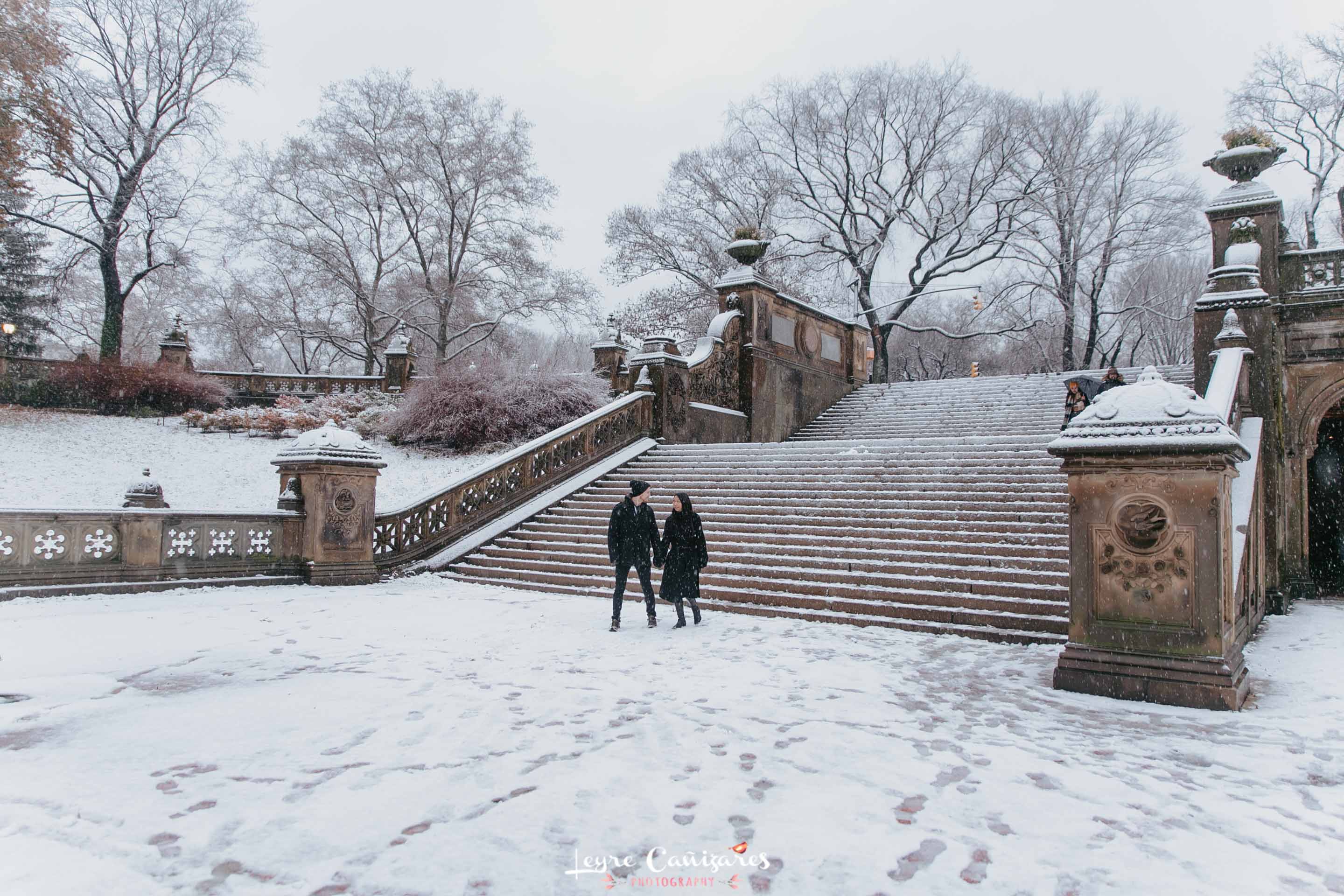 snow couple photoshoot central park