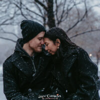 snow couple photoshoot central park
