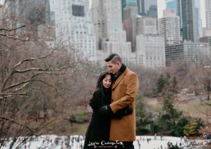 couple photoshoot in wollman rink, central park