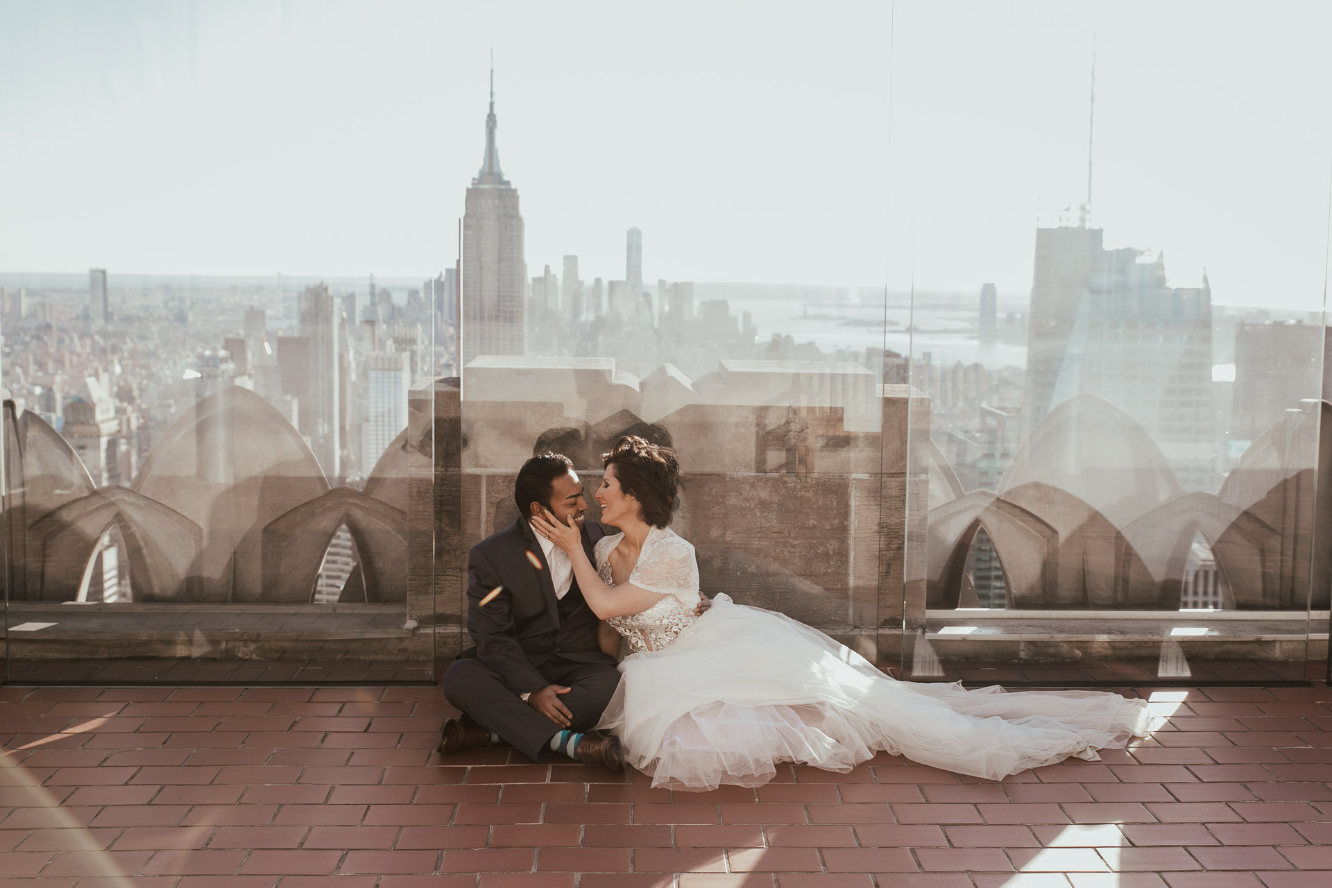 trash the dress photoshoot in top of the rock, new york city, nyc