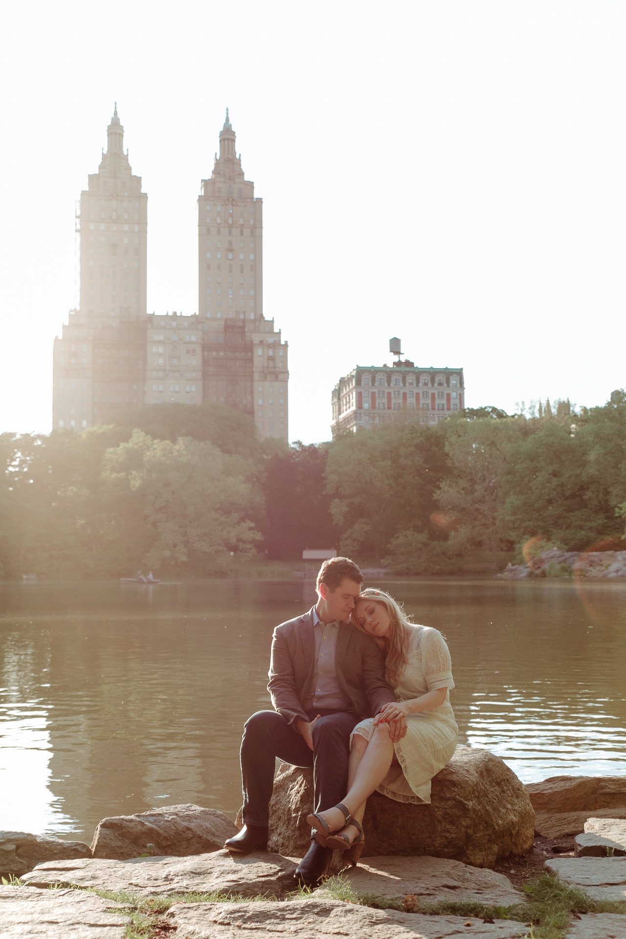 engagement session at the lake in central park, nyc