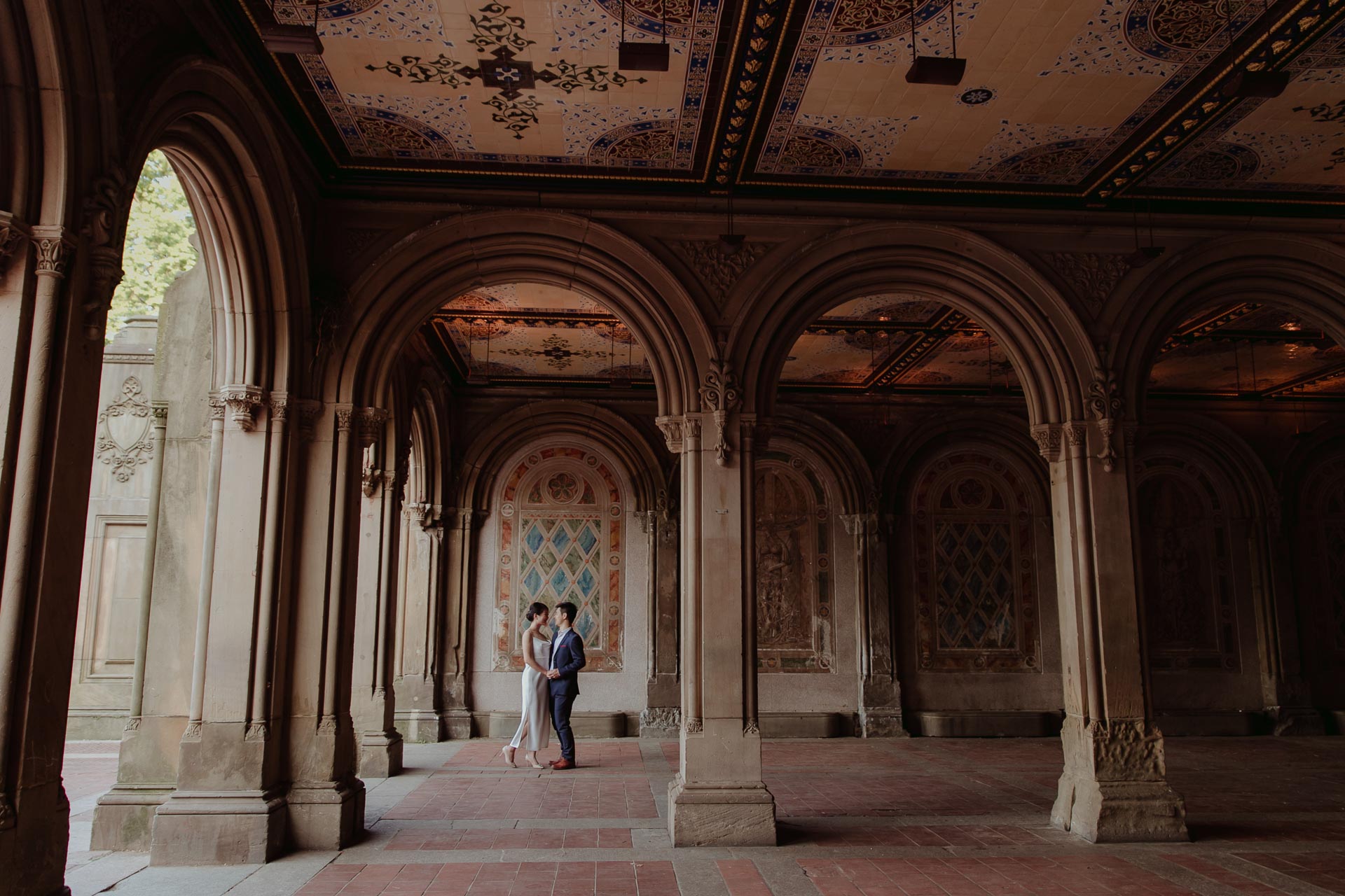 elopement at the bethesda fountain in central park