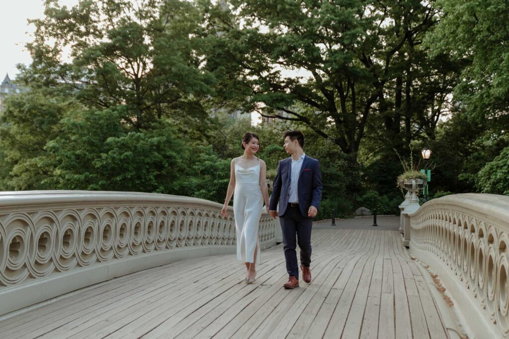 elopement at the Bow Bridge in central park