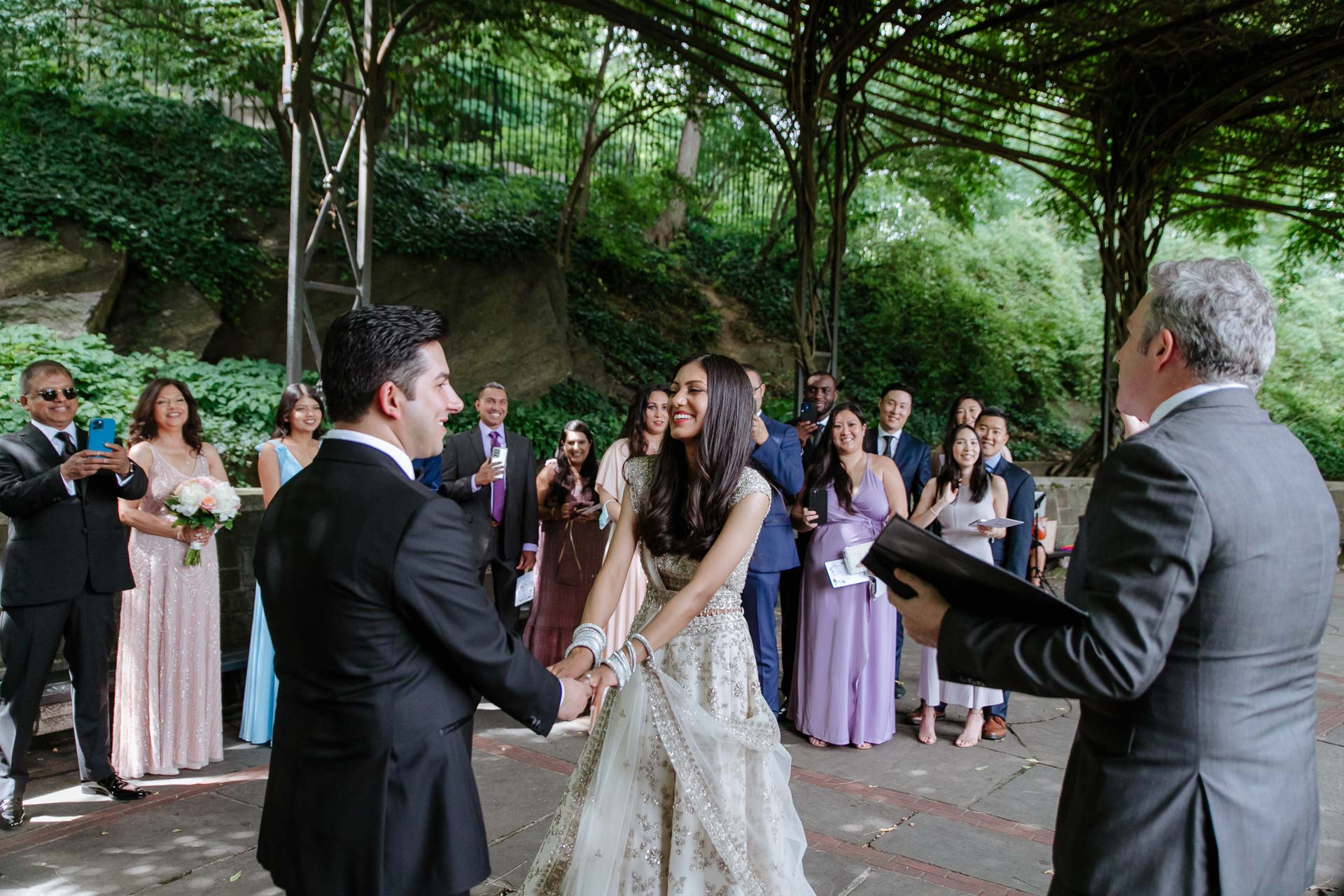 intimate wedding at conservatory garden in central park