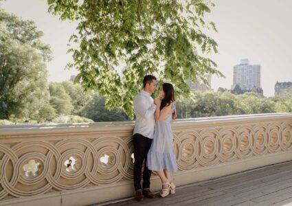 wedding photo shoot at the bow bridge in central park