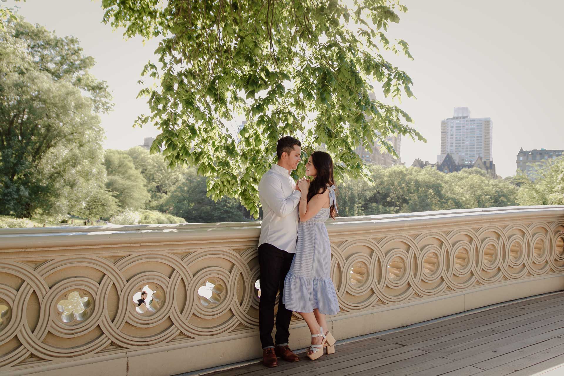 wedding photo shoot at the bow bridge in central park