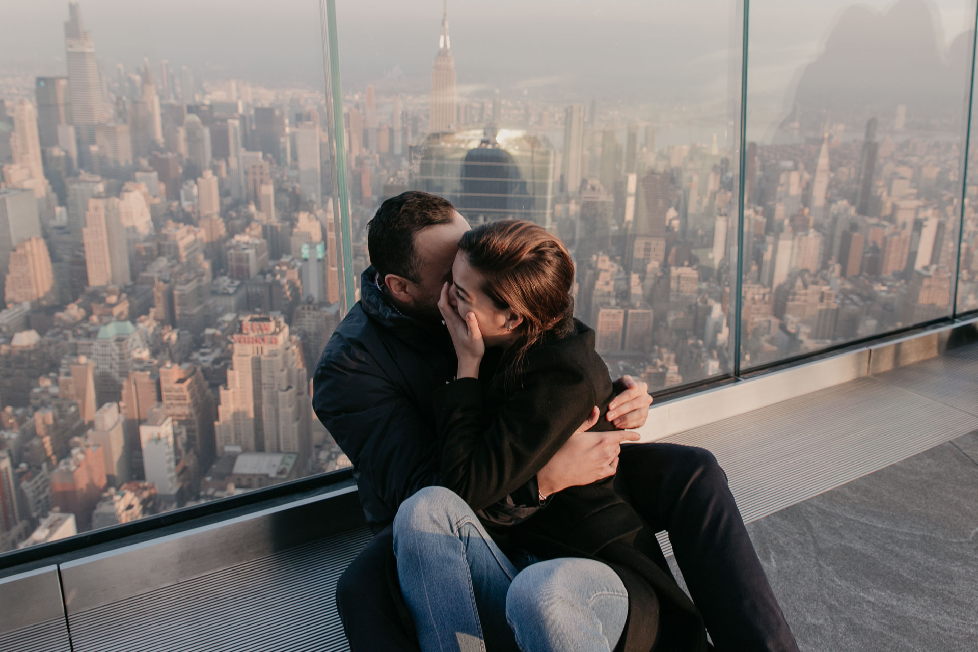 surprise proposal at The Edge in Hudson Yards, nyc