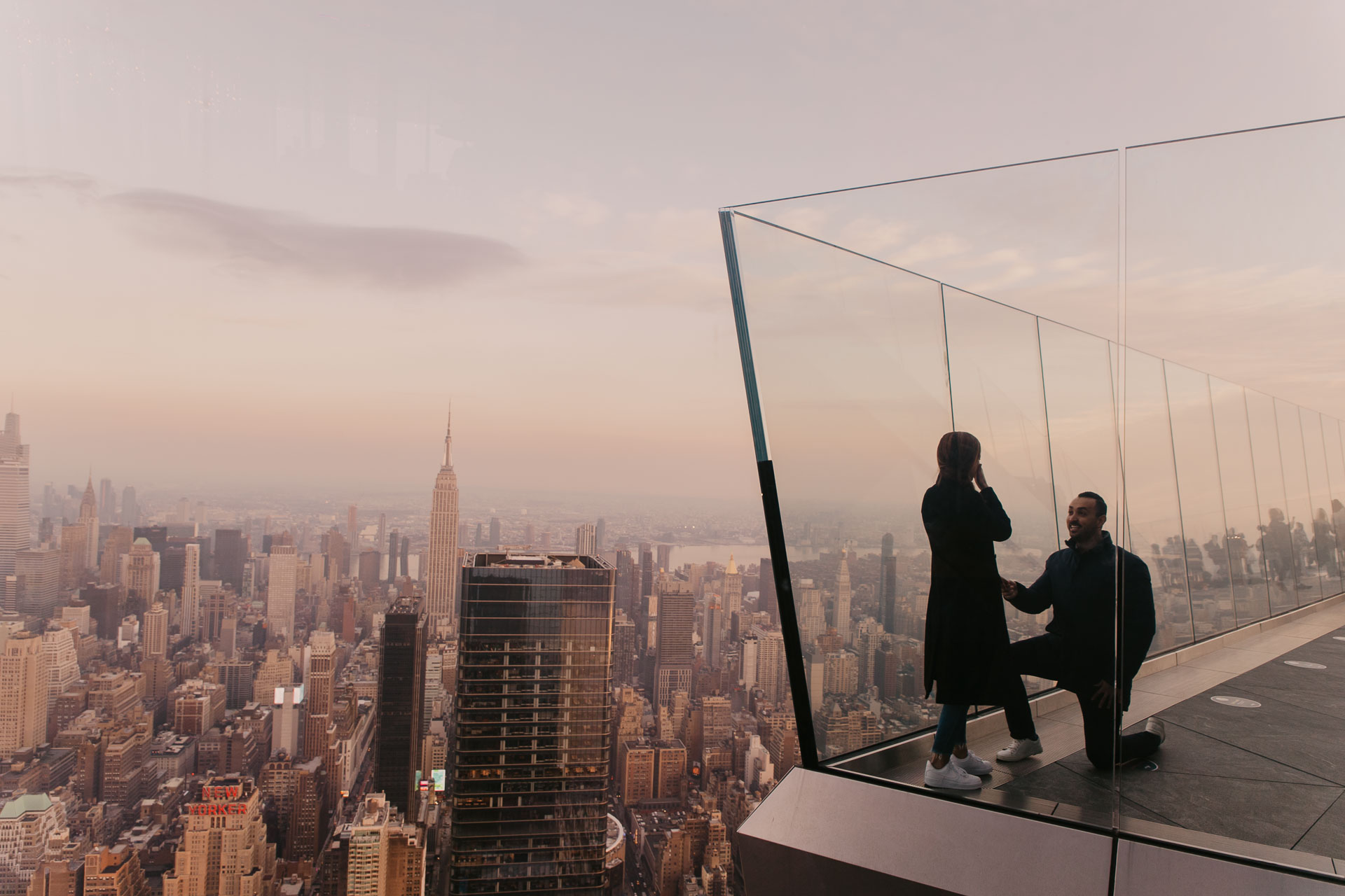 surprise proposal at The Edge in Hudson Yards, nyc