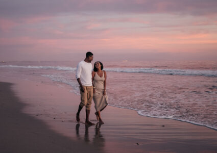 santa monica engagement photo session at sunset
