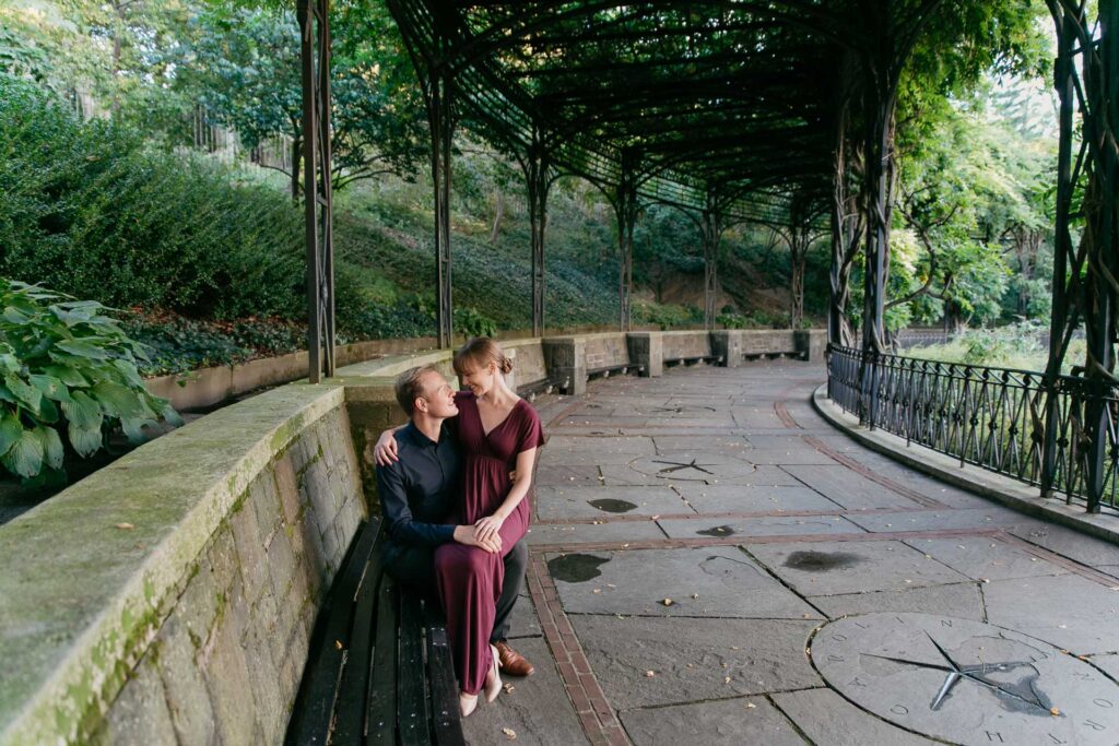 engagement photoshoot at the conservatory gardens in central park
