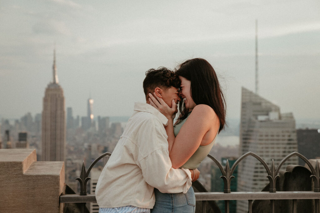 engagement photoshoot at the top of the rock, nyc