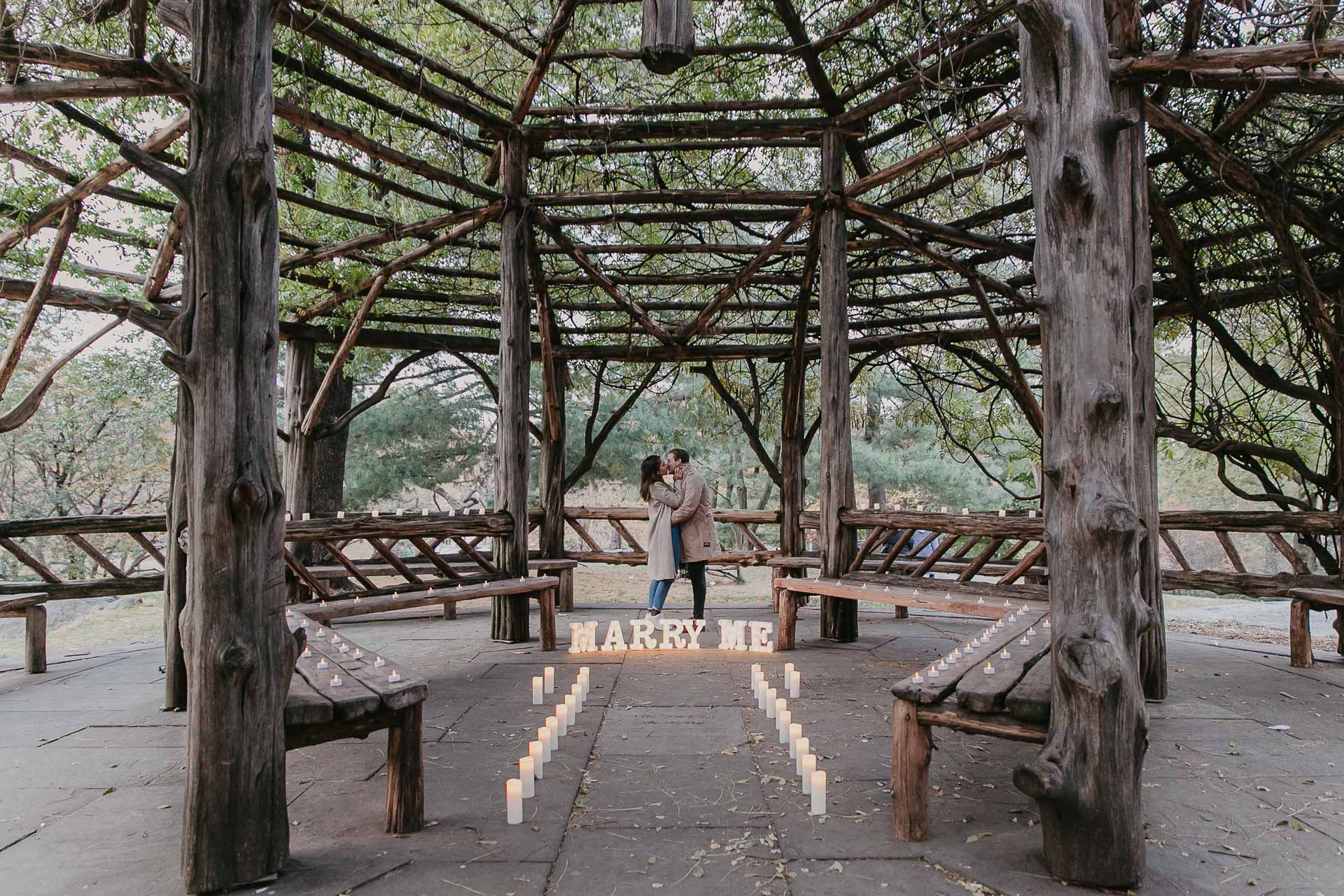 proposal at the cop cot in central, nyc