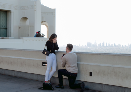 surprise proposal at griffith observatory in LA
