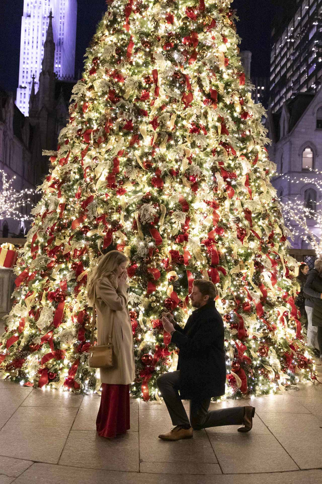 proposal photos at christmas in new york