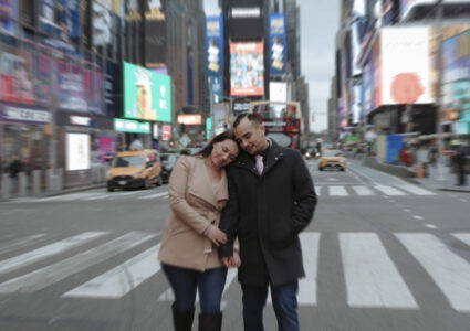 engagement photo session in times square and central park