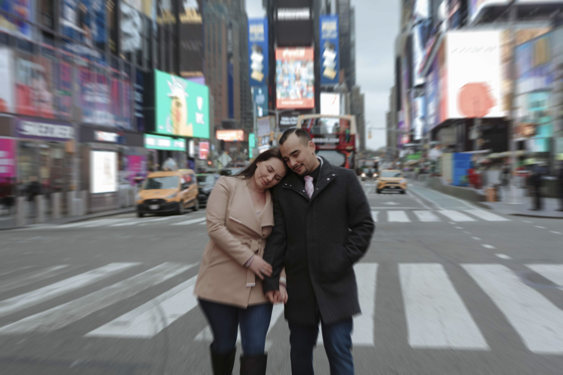 engagement photo session in times square and central park