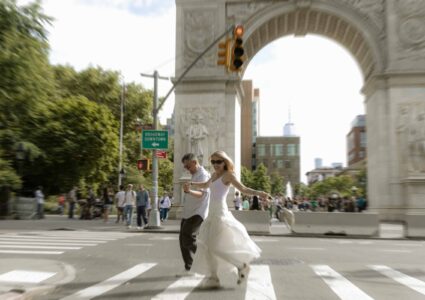 Romantic and candid engagement photoshoot around the soho area and central park in new york city