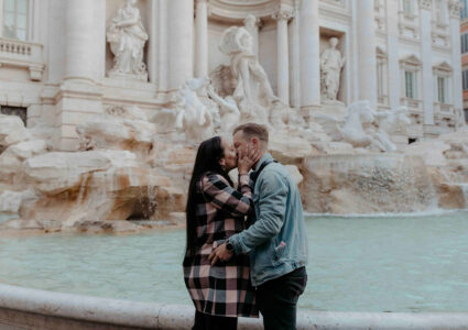 romantic proposal at trevi fountain in rome